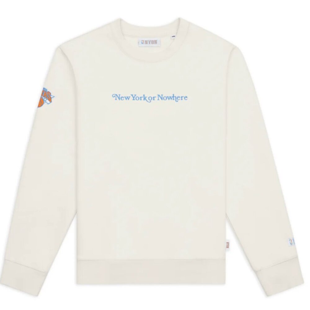 NWT NYON x Knicks Cream Embroidered Signature Crew